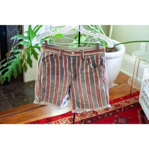 vintage 70s high waisted striped denim cut off shorts